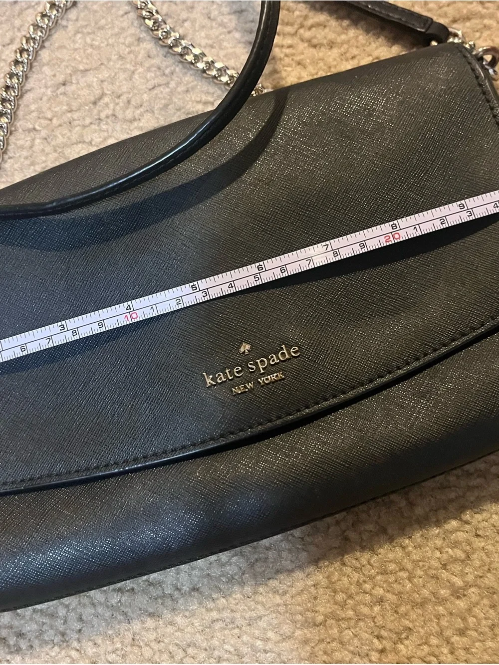 kate spade Black Leather Crossbody Bag chain purse Classic minimalist Simple